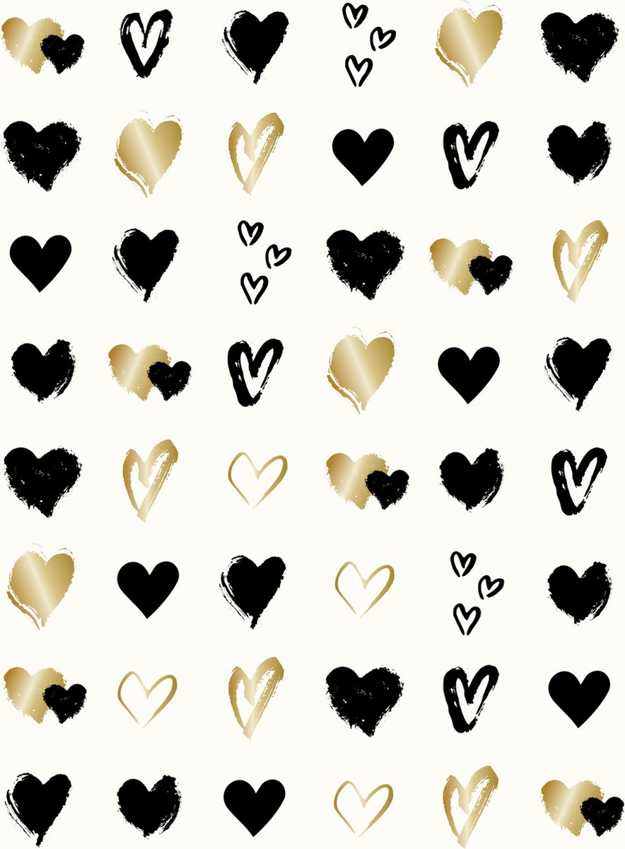 Hartenstickers Goud en Zwart | 144 Hartjes Stickers | Gouden Hartjes Stickers, Zwarte Hartjes Stickers | Stickers Liefde, Hobbystickers, Knutselstickers